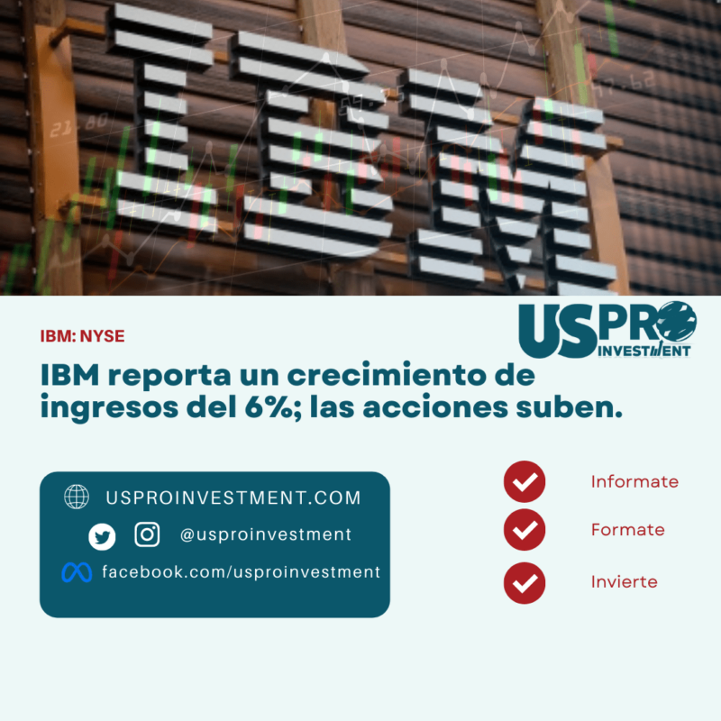 IBM reporta un crecimiento de ingresos del 6%; las acciones suben.