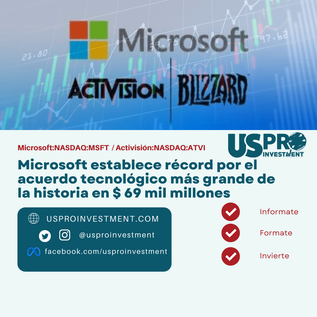 Microsoft establece récord por el acuerdo tecnológico más grande de la historia en $ 69 mil millones por Activisión.